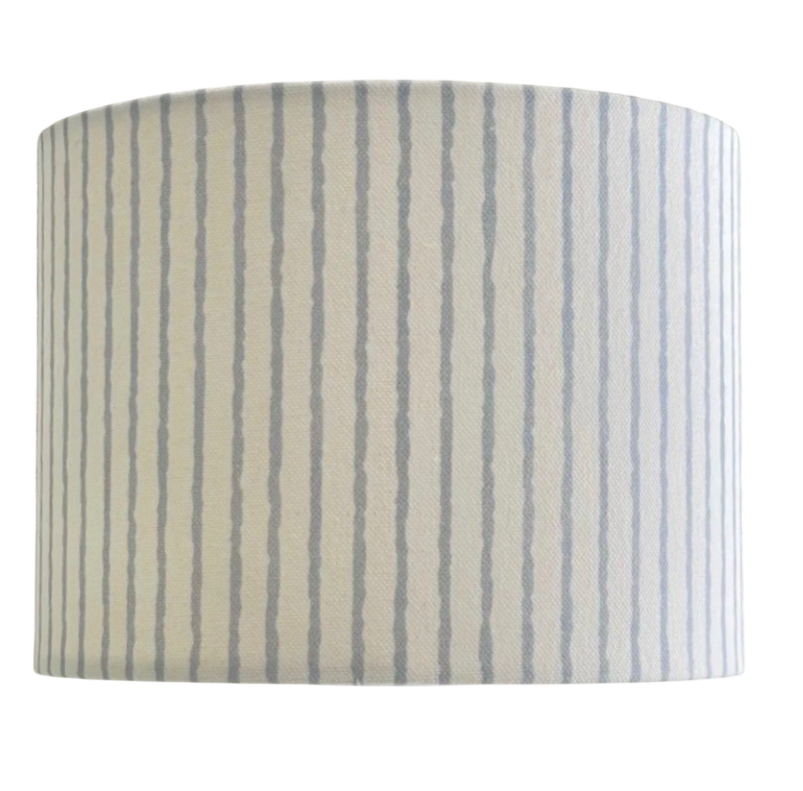 Sky Blue Stripe Drum Lampshade – Handmade Ceiling or Table Lamp Shade