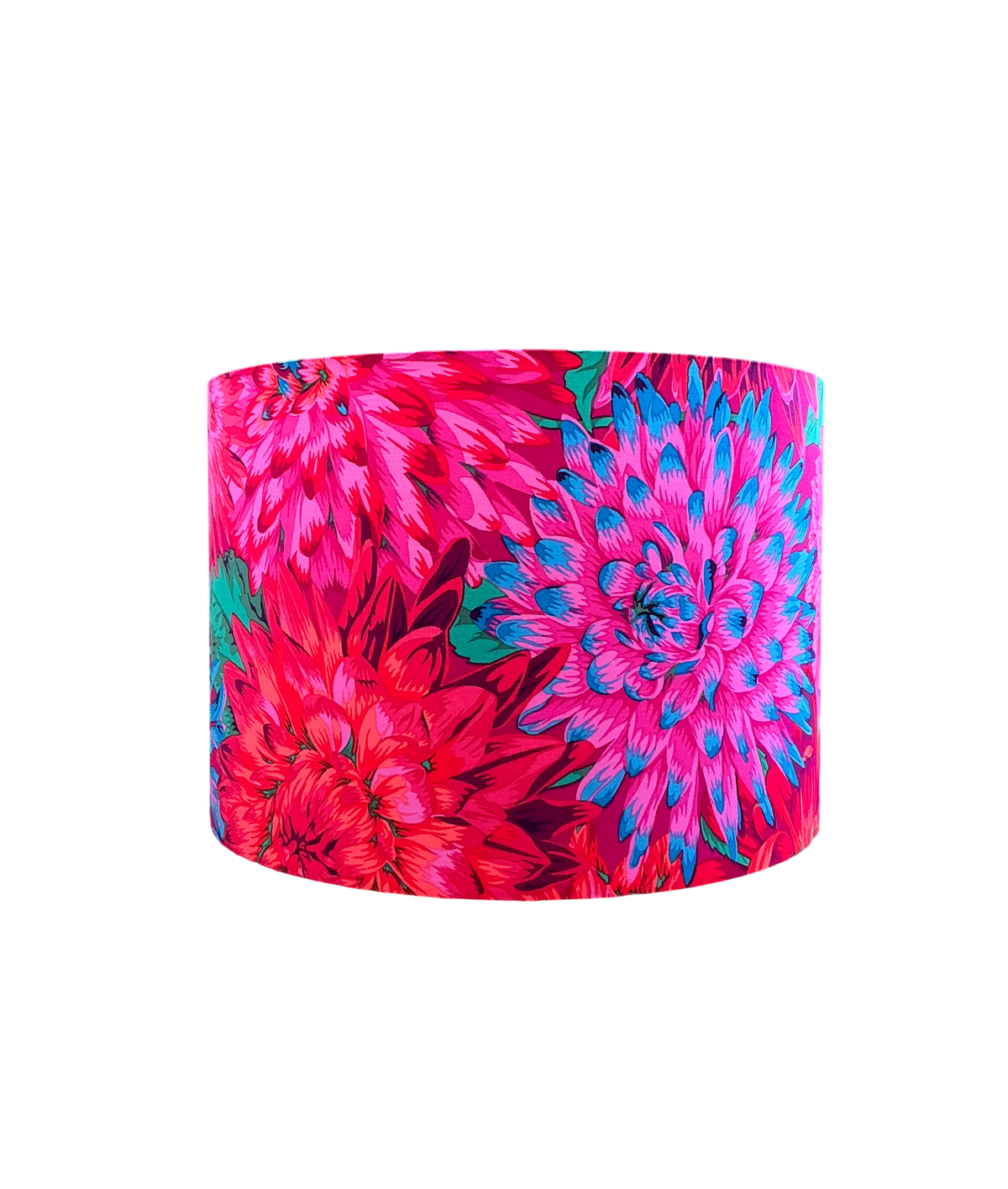 Bright Pink, Red, Blue Dahlia Flower Floral Kaffe Fassett Lampshade