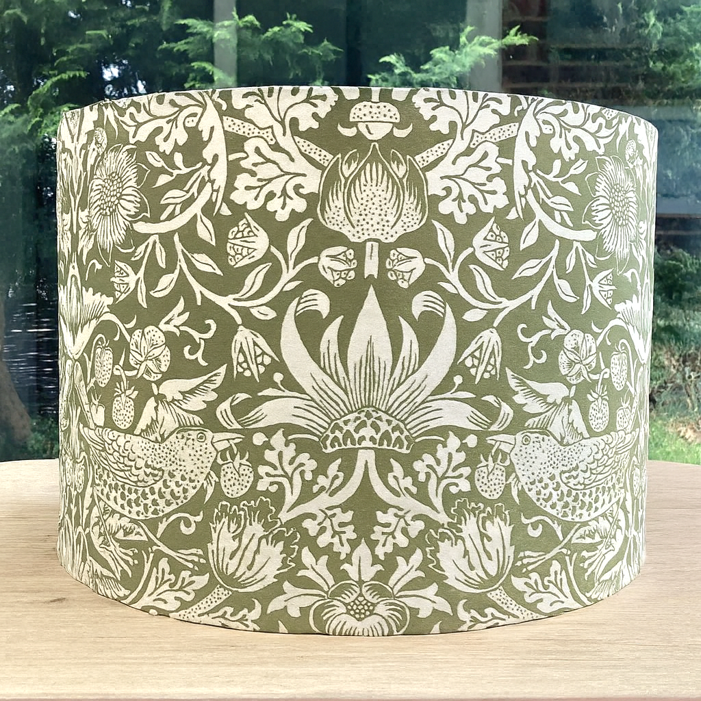 William Morris Strawberry Thief Olive Green Lampshade