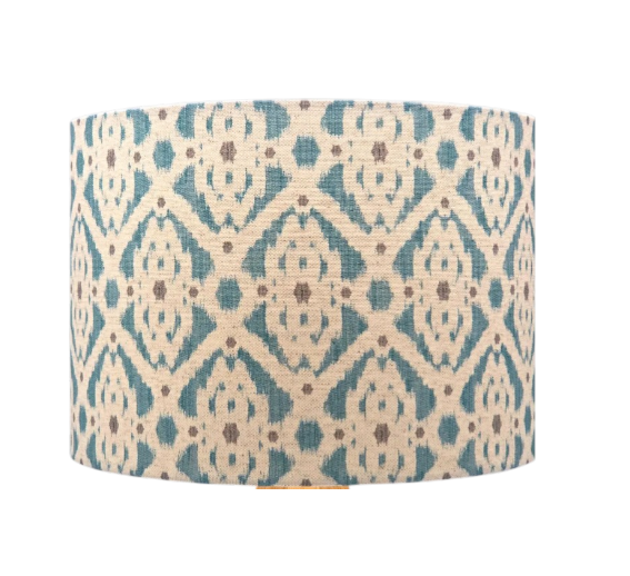 Teal Grey White Ikat Lampshade
