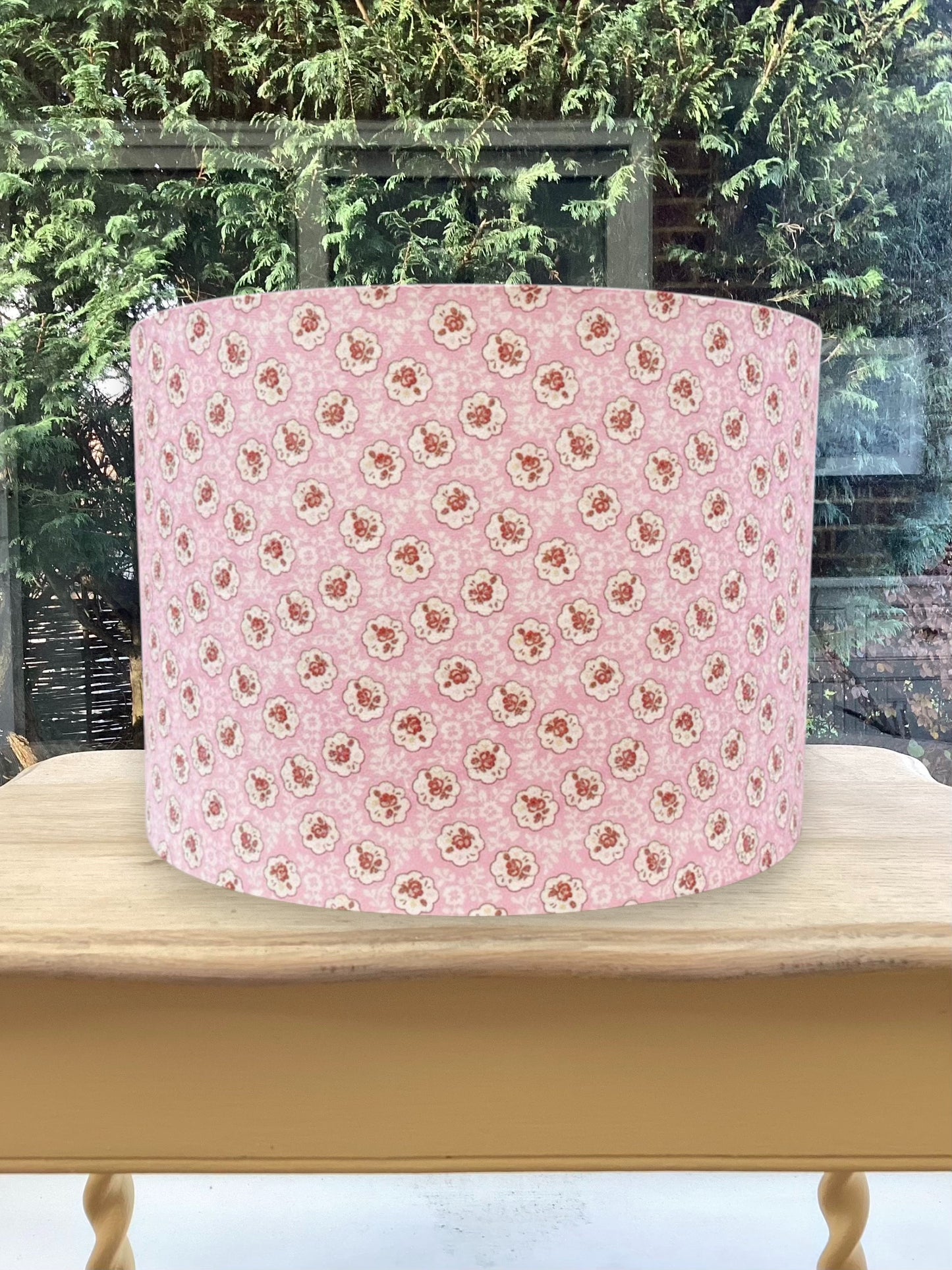 Pink Ditsy Flower Drum Lampshade | Vintage Mini Floral Print