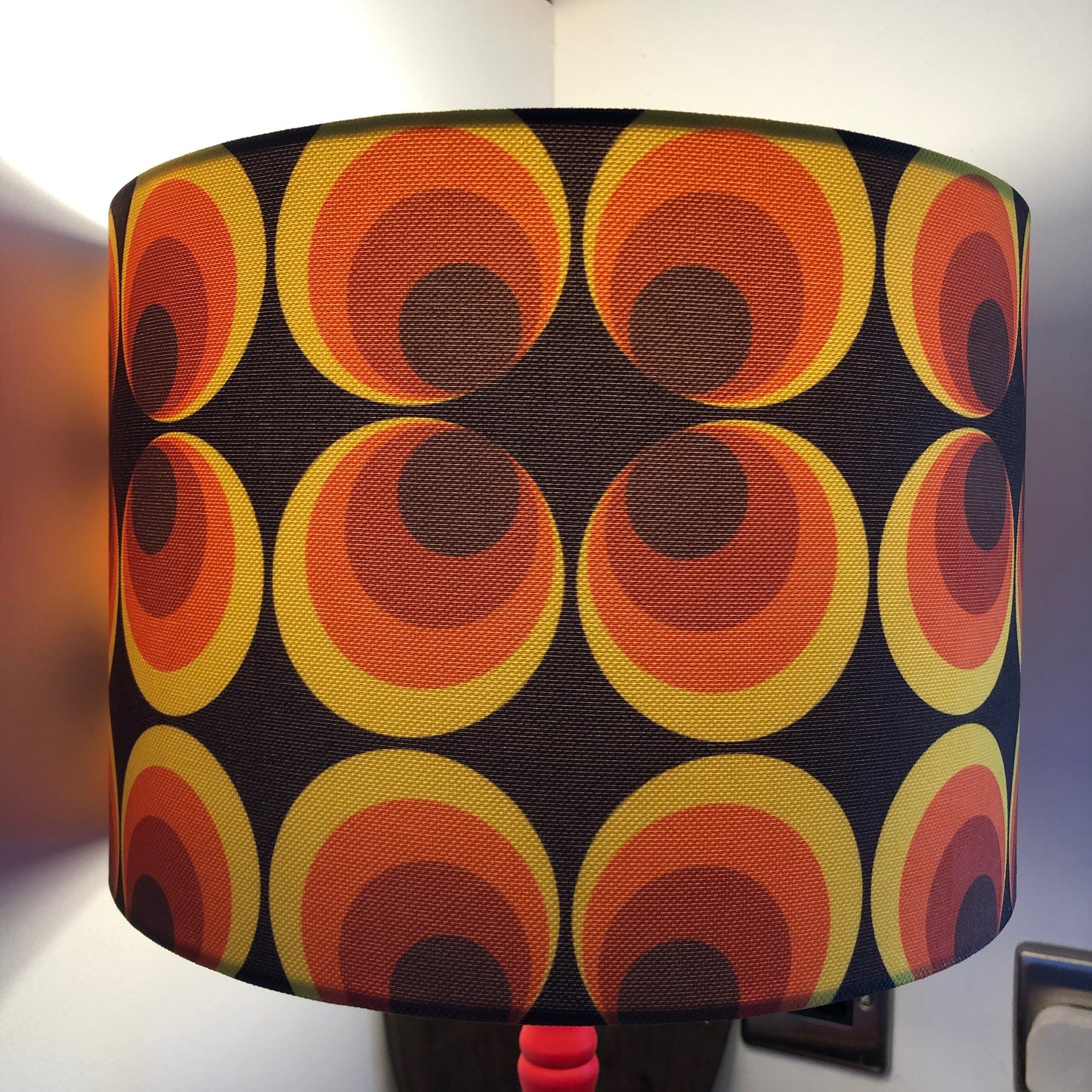 Retro Lampshade (60s 70s Mid Century MCM) Orange Brown