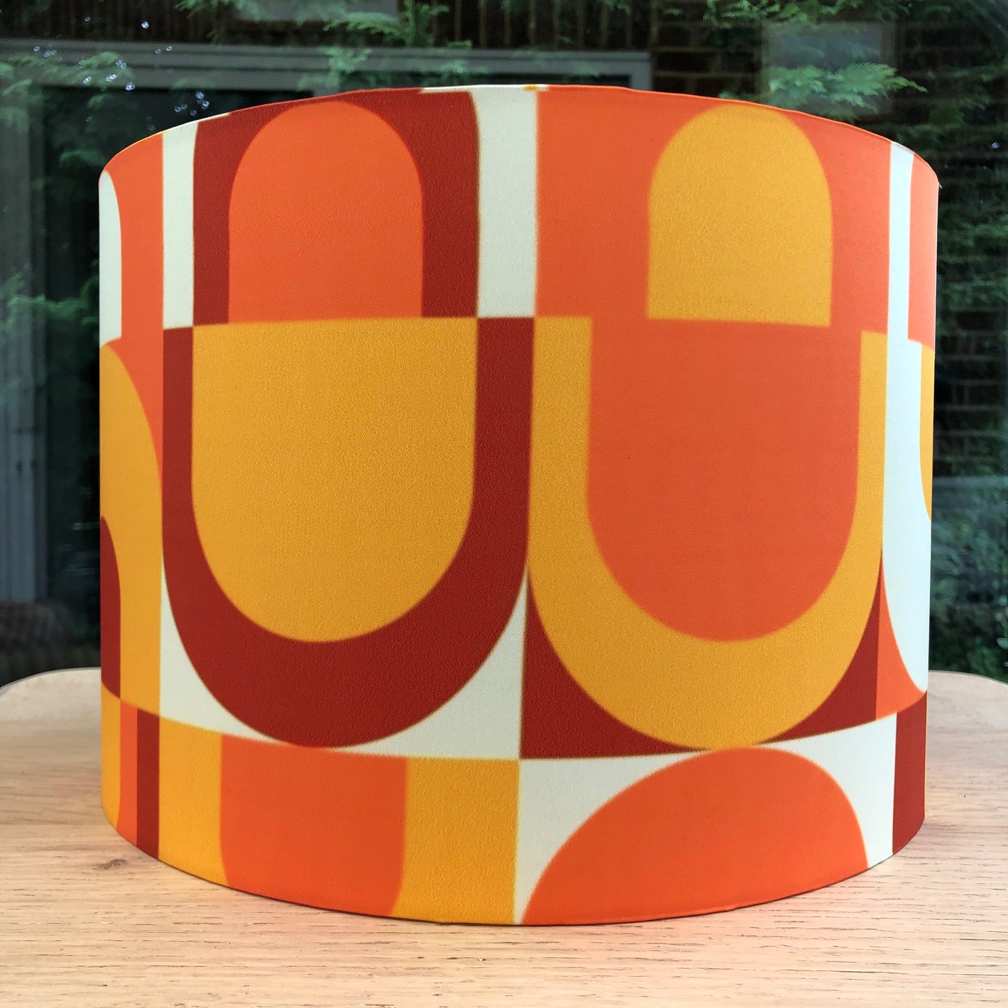 Retro Lampshade (60s 70s Mid Century MCM) Orange Brown
