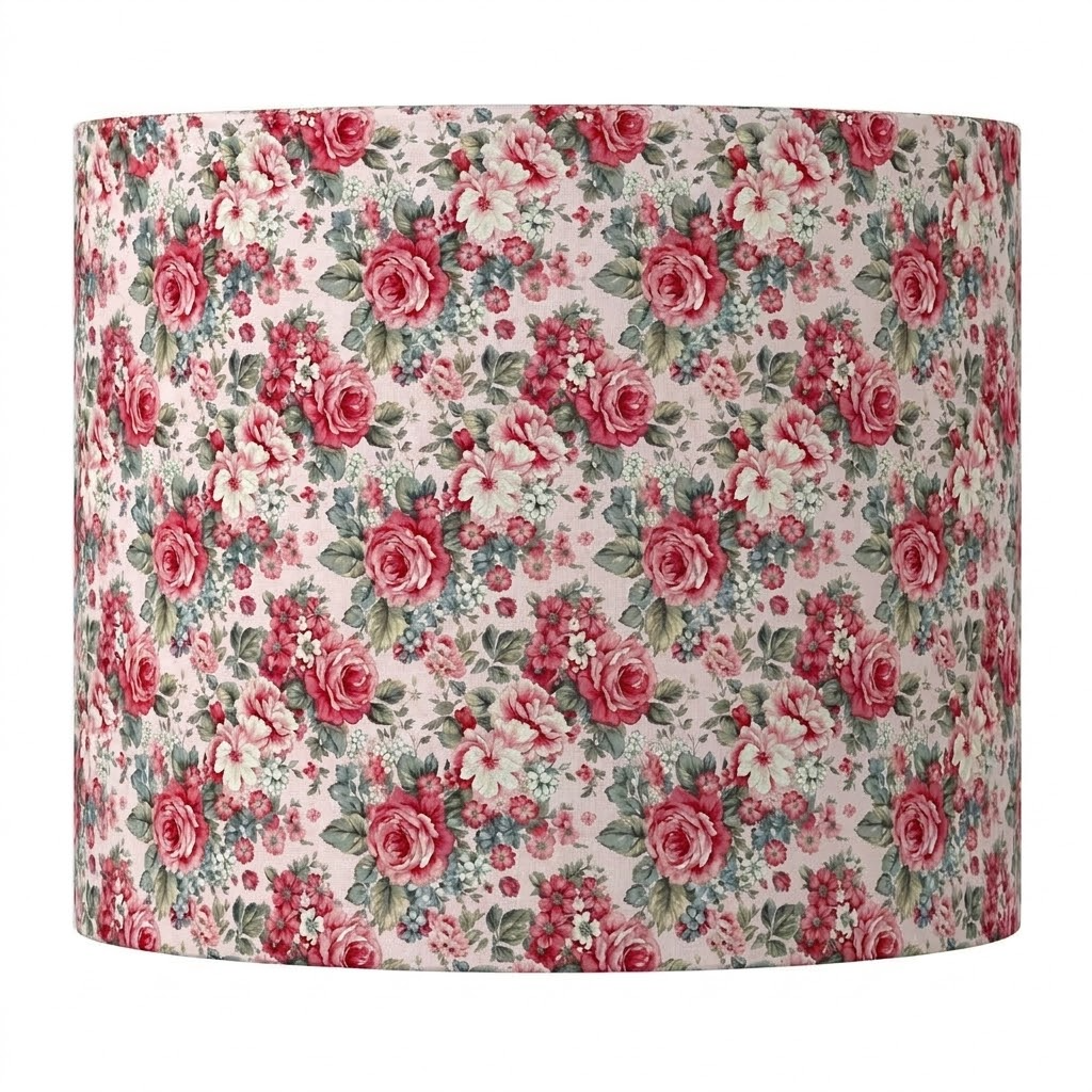 Pink Rose Vintage Floral Fabric Lampshade