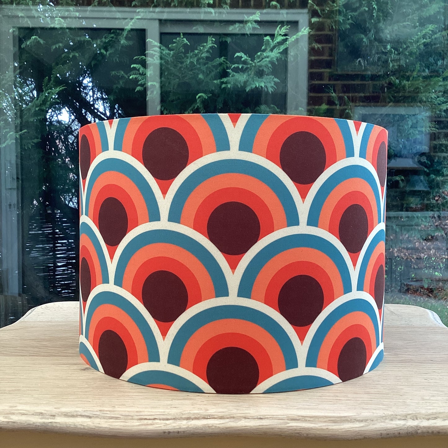 Retro Lampshade (60s 70s Mid Century MCM) Scallop Orange Teal