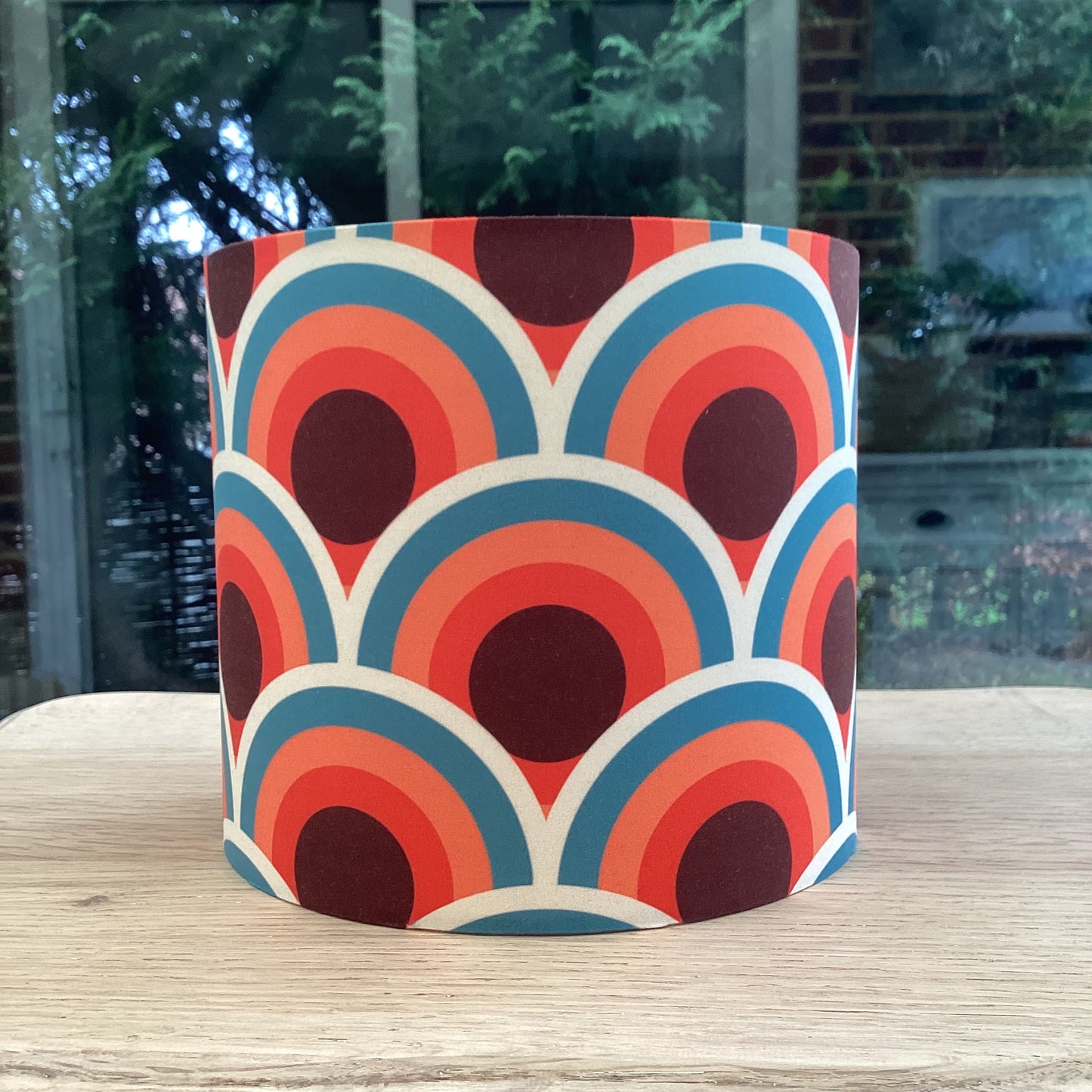 Retro Lampshade (60s 70s Mid Century MCM) Scallop Orange Teal