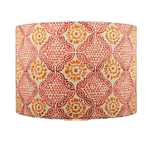 Orange Pink Stardust Indian Block Print Pattern Lampshade