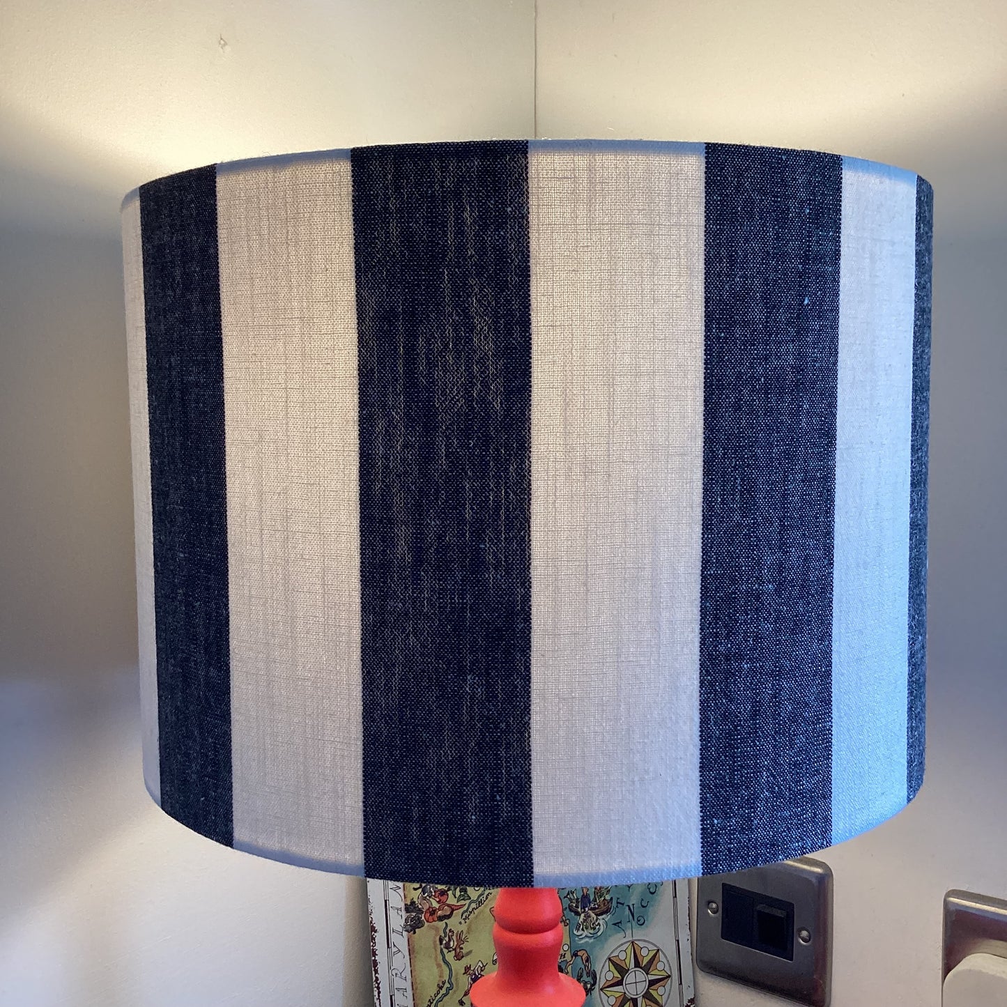 Charcoal Black and White Stripe Lampshade