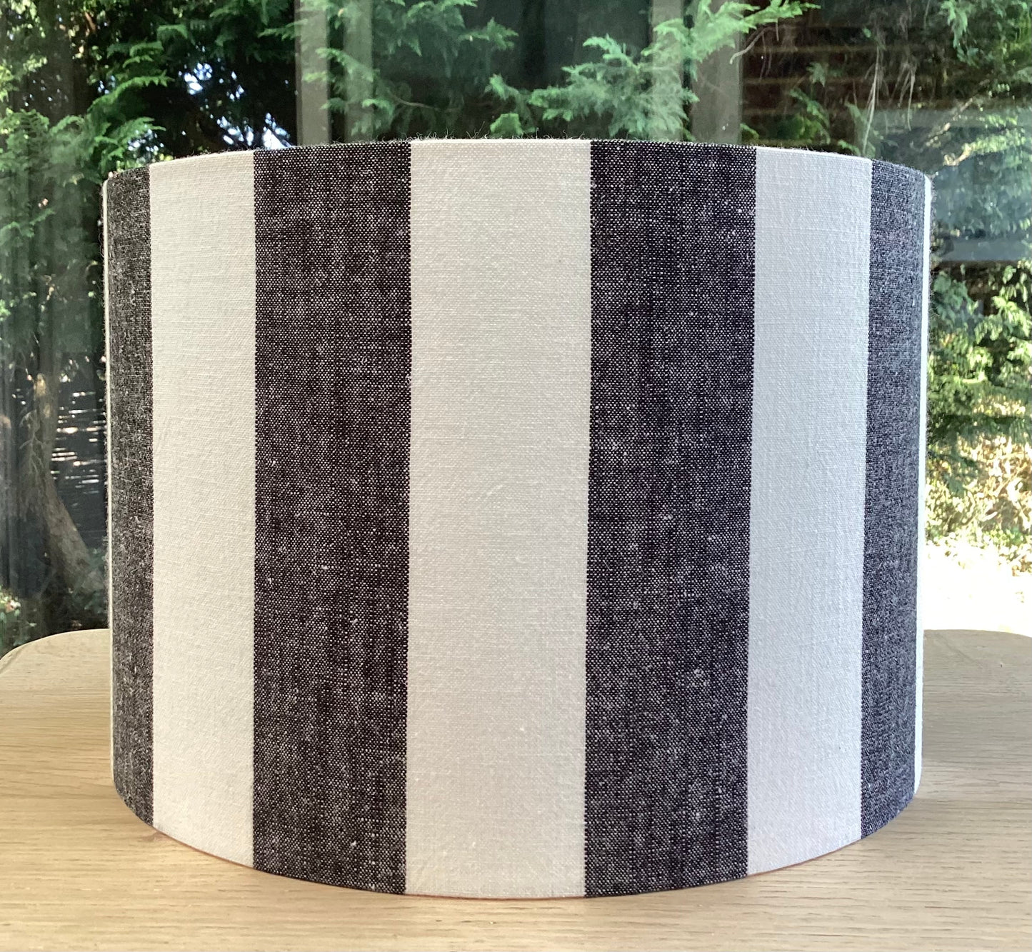 Charcoal Black and White Stripe Lampshade
