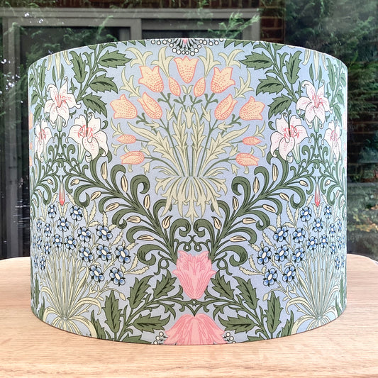 William Morris Garden Lampshade in Blue Pastel