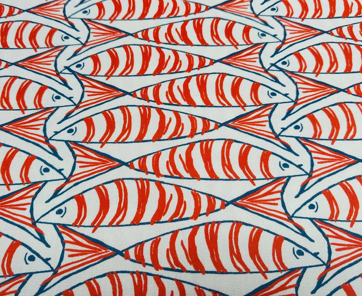 Coastal Nautical Orange & Blue Fish Drum Lampshade