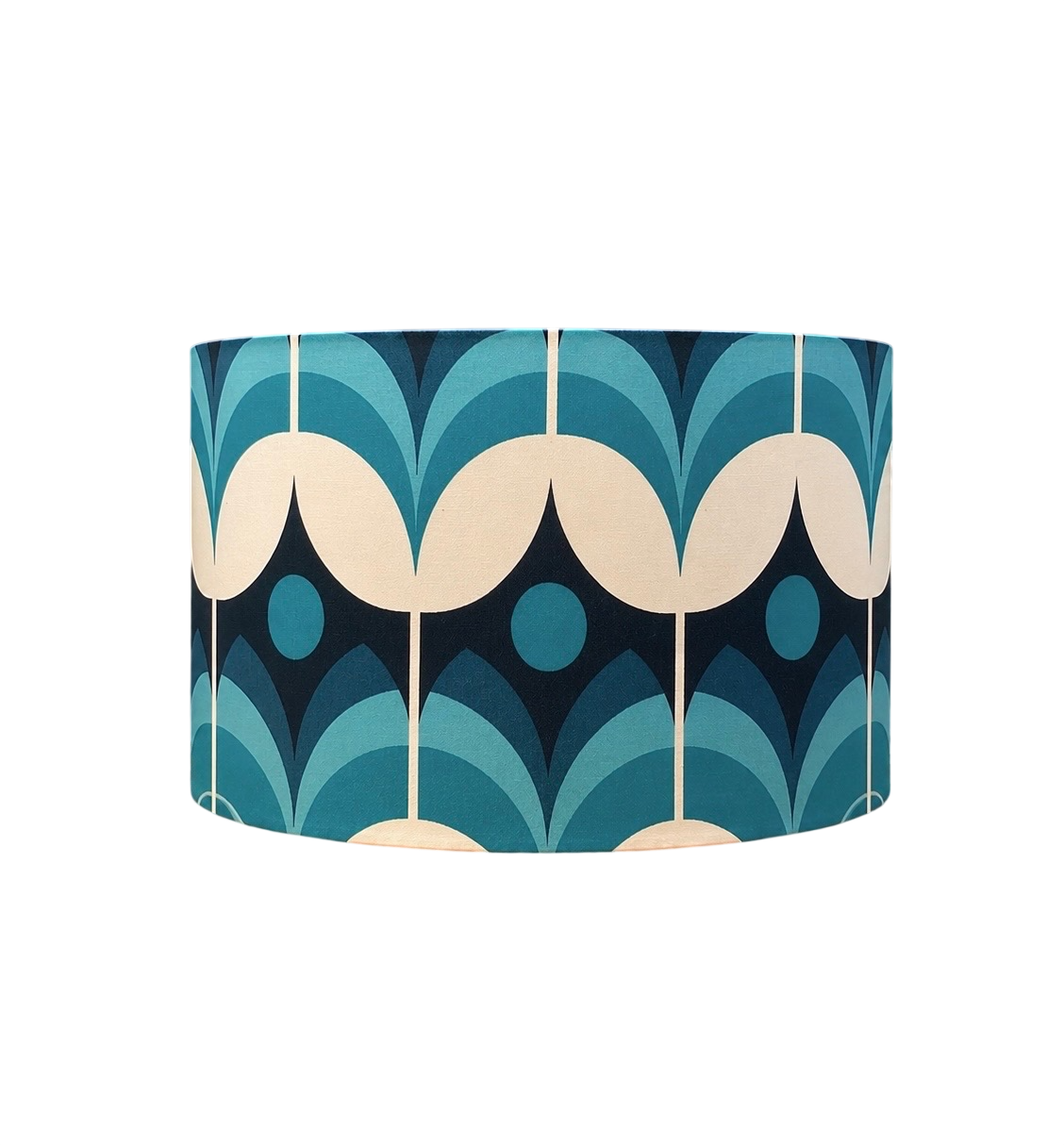 Retro Teal Geometric Lampshade – Mid-Century Modern Statement Piece