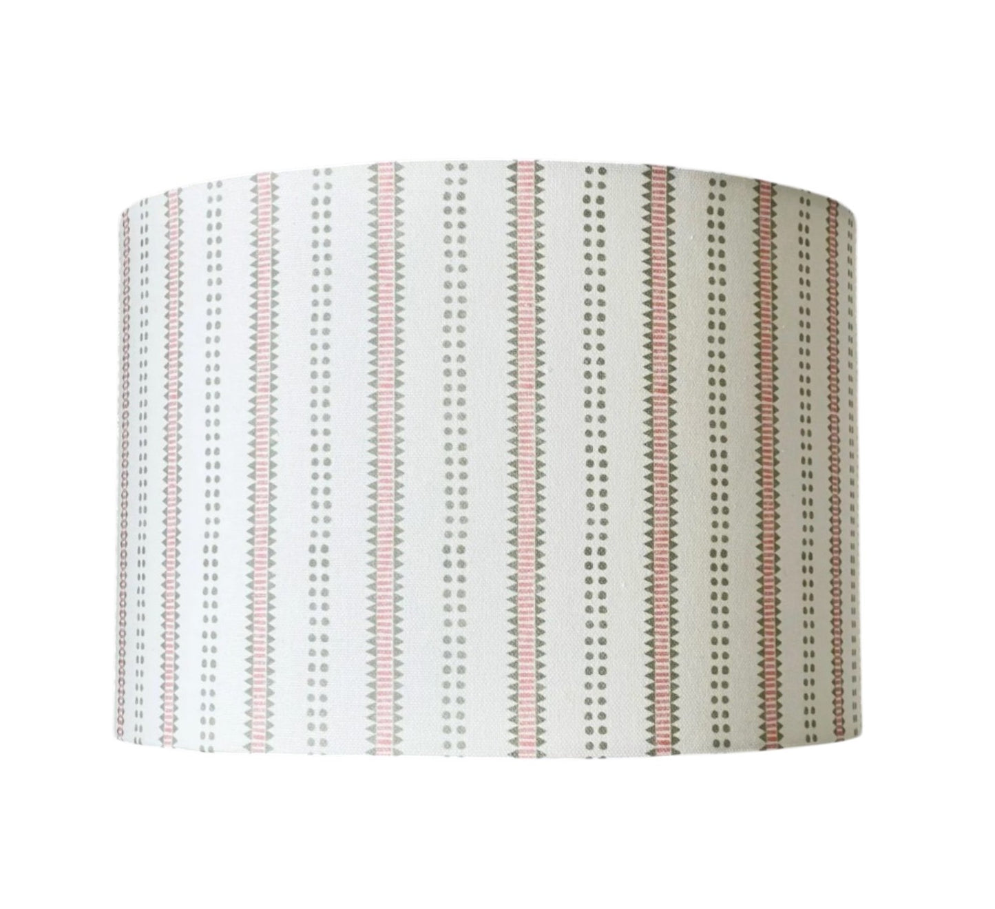 Sage and Pink Striped Print Drum Lampshade - Rose Pink/Sage