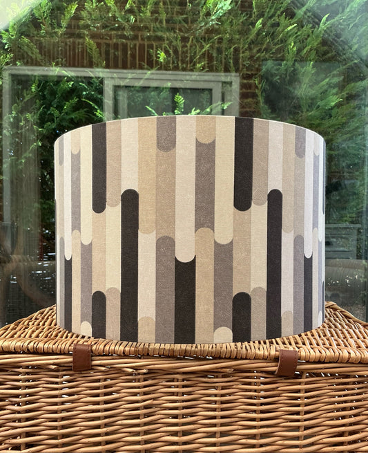 Modern Geometric Black & Grey Capsule Drum Lampshade