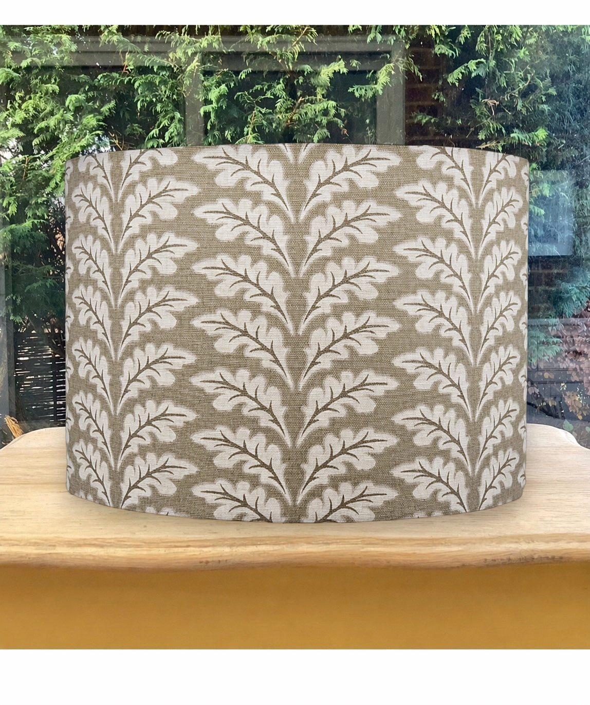Caramel Oak Leaf Lampshade Botanical Print Fabric Lighting