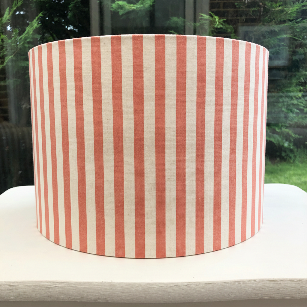 Coral Pink Stripe Lampshade