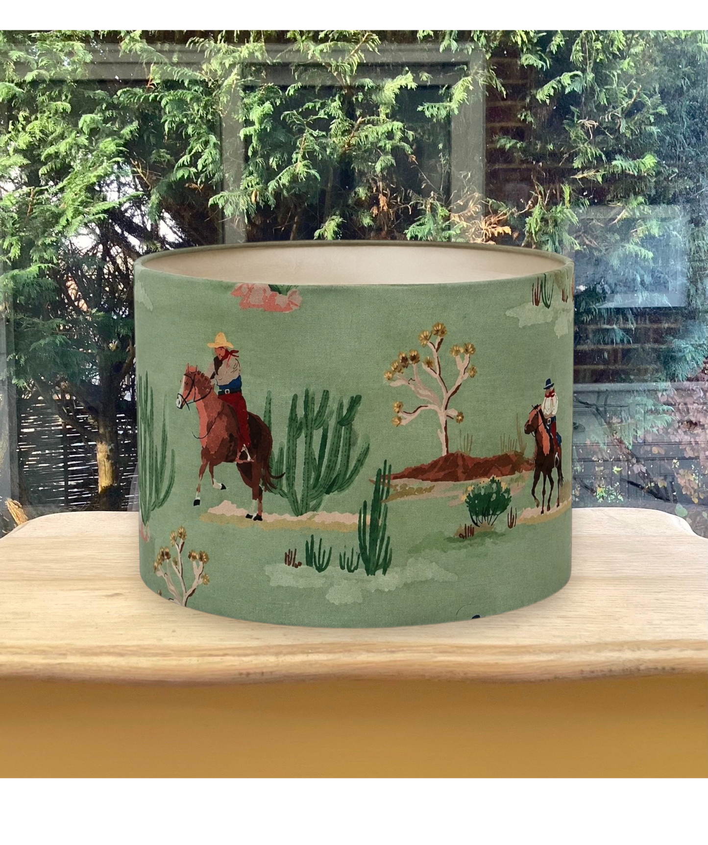 Sage Green Cowboy Horse Lampshade – Western Equestrian
