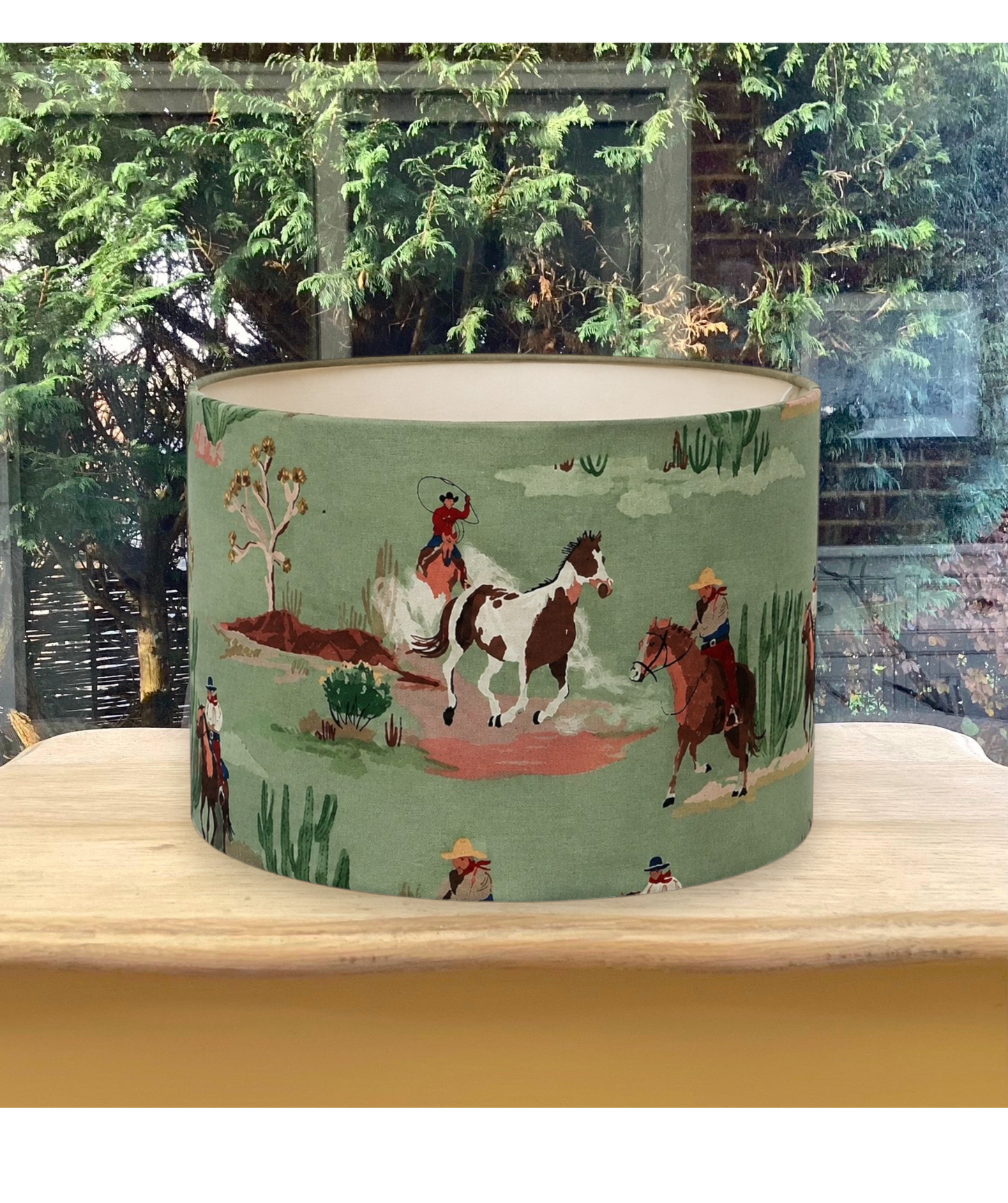 Sage Green Cowboy Horse Lampshade – Western Equestrian