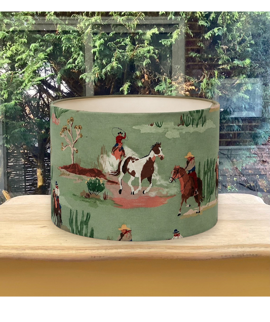 Sage Green Cowboy Horse Lampshade – Western Equestrian
