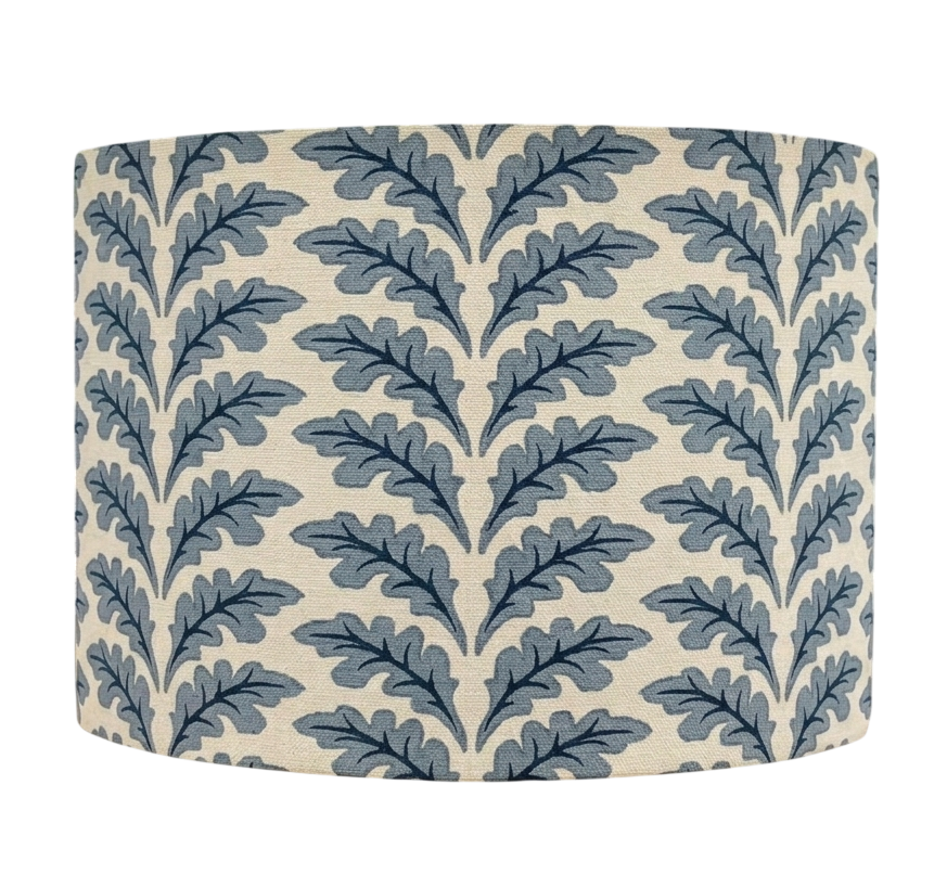 Delft Blue Oak Leaf Lampshade Botanical Print Fabric Lighting