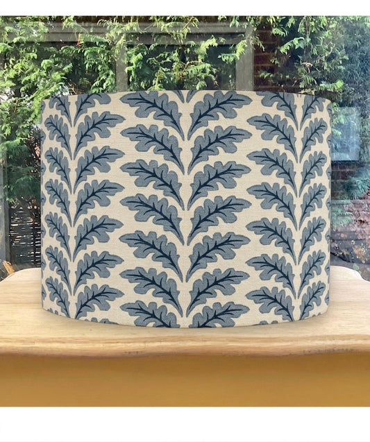 Delft Blue Oak Leaf Lampshade Botanical Print Fabric Lighting