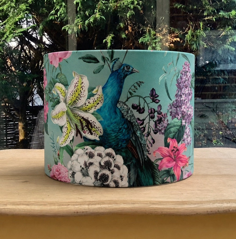 Duck Egg Peacock Velvet Lampshade