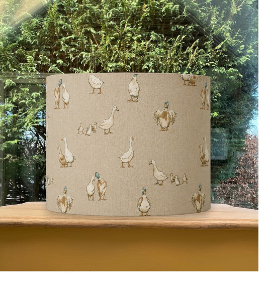 Country Duck Pattern Neutral Linen Lampshade