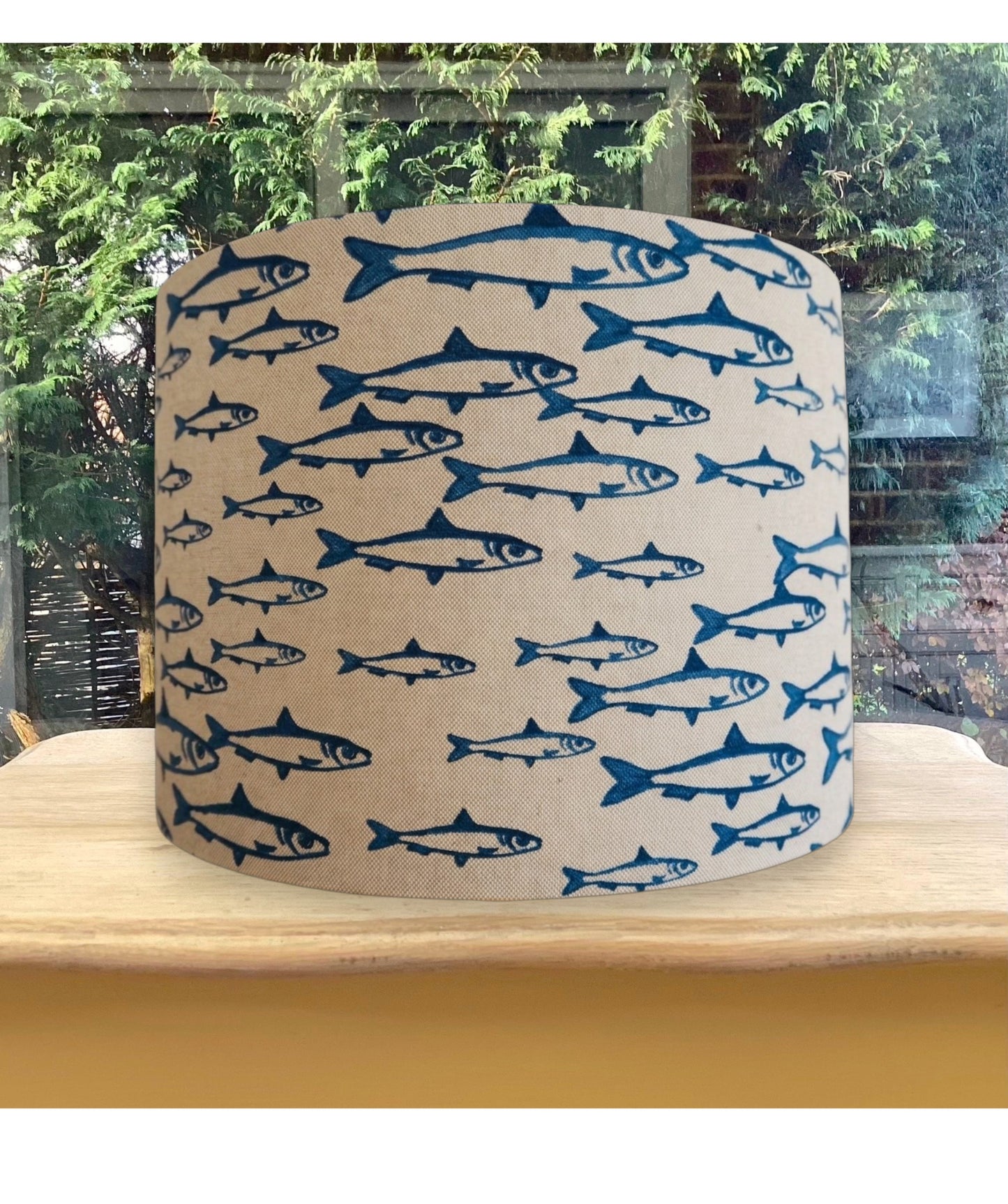 Nautical Fish Lampshade Blue Coastal Fabric Light Shade
