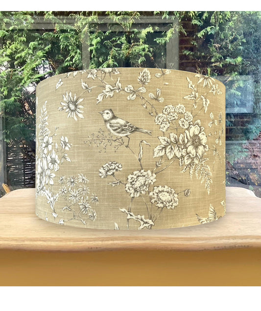 Beige Toile Bird Floral Lampshade