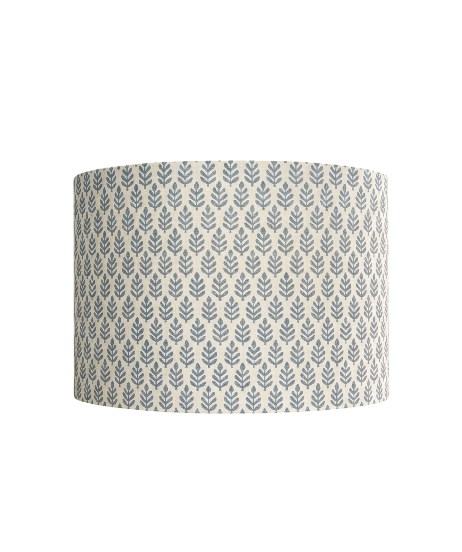 Pretty Cottage Style Blue Leaf Lampshade - Ink Blue