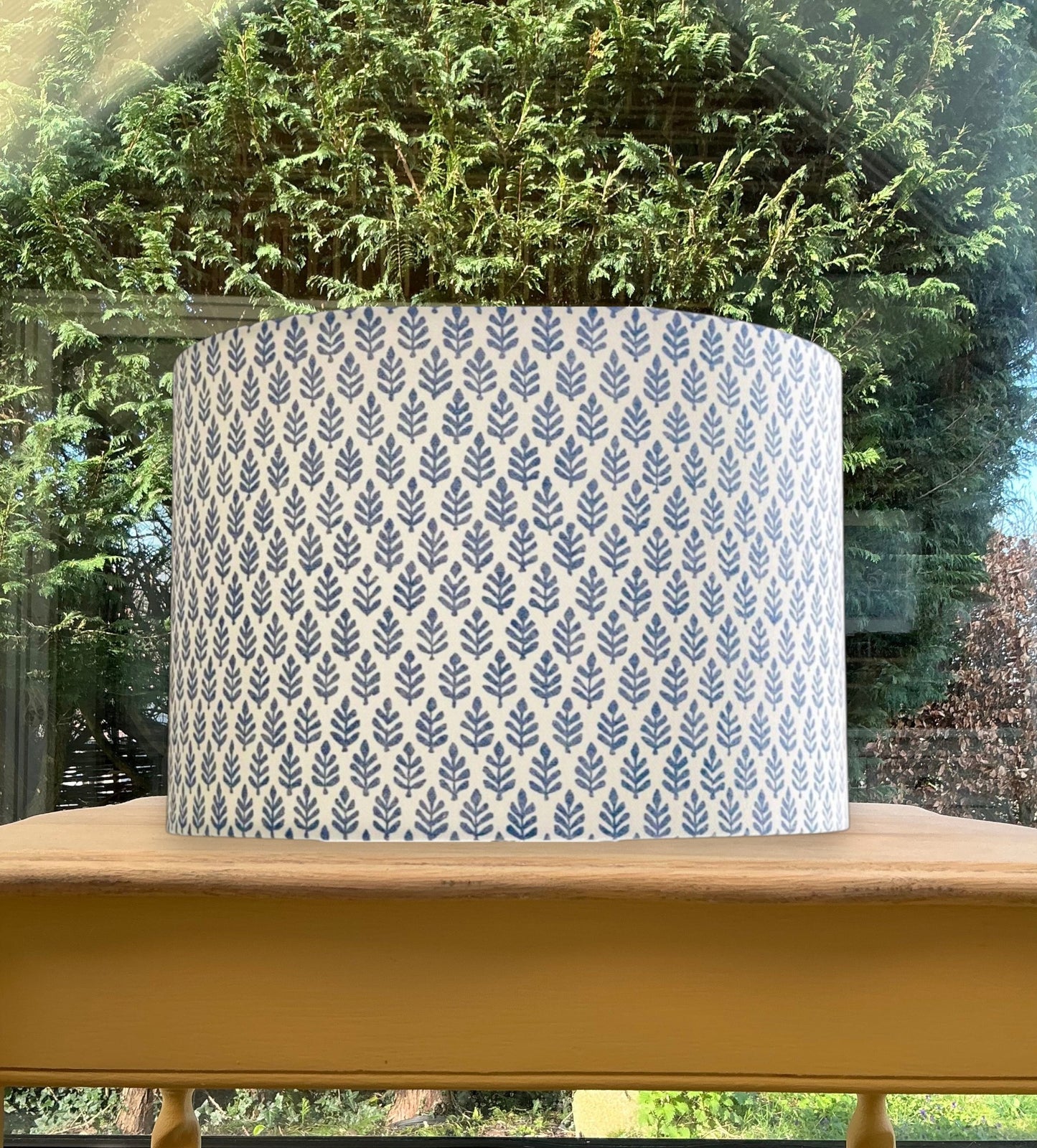 Pretty Cottage Style Blue Leaf Lampshade - Ink Blue