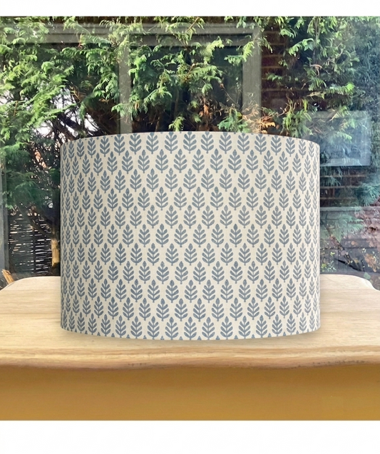 Pretty Cottage Style Blue Leaf Lampshade - Ink Blue