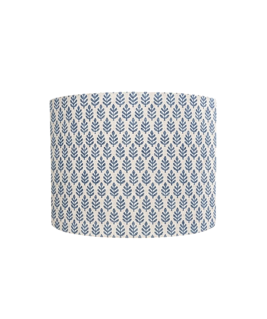 Pretty Cottage Style Blue Leaf Lampshade - Ink Blue