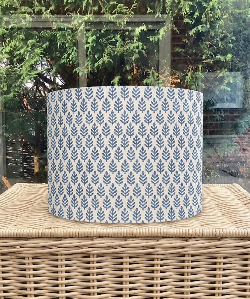 Pretty Cottage Style Blue Leaf Lampshade - Ink Blue