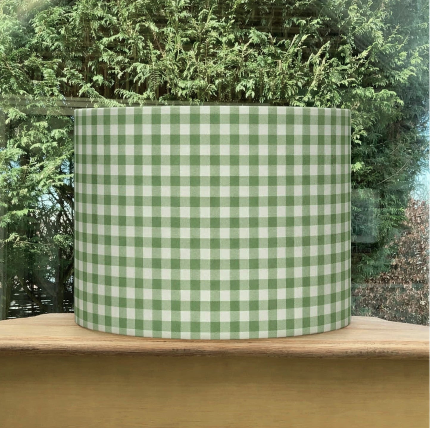 Green Gingham Linen Lampshade
