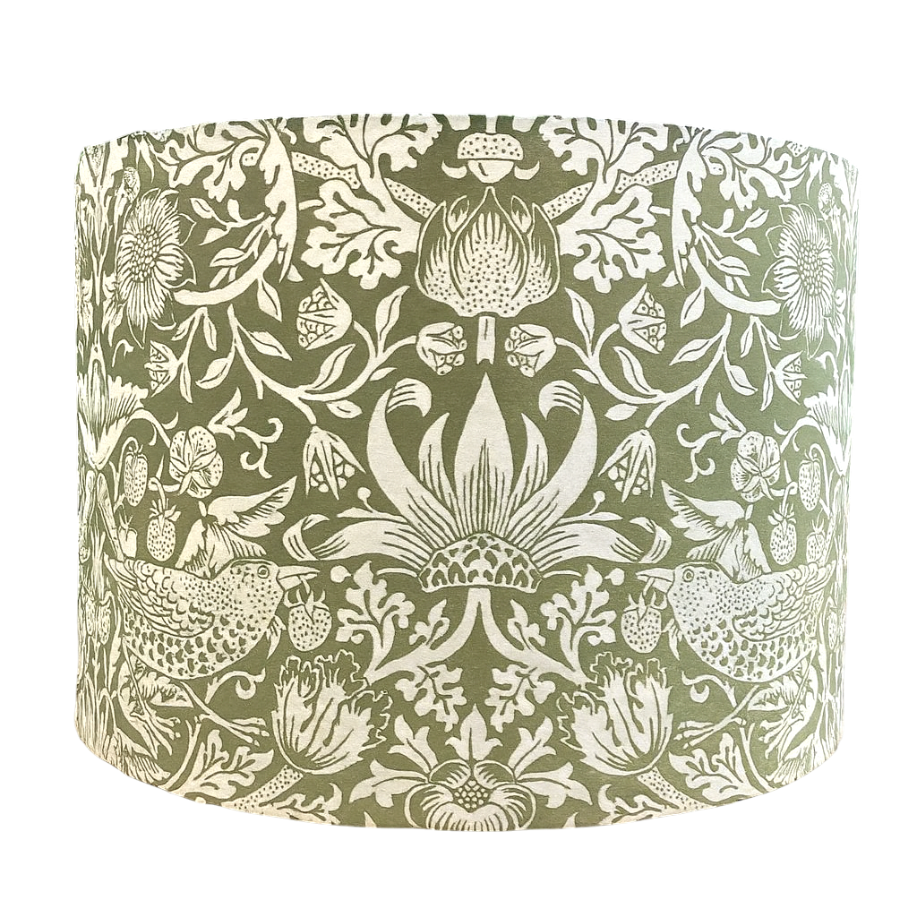 William Morris Strawberry Thief Olive Green Lampshade