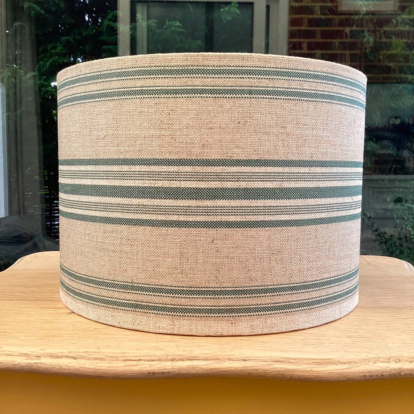 Green Linen Stripe Lampshade