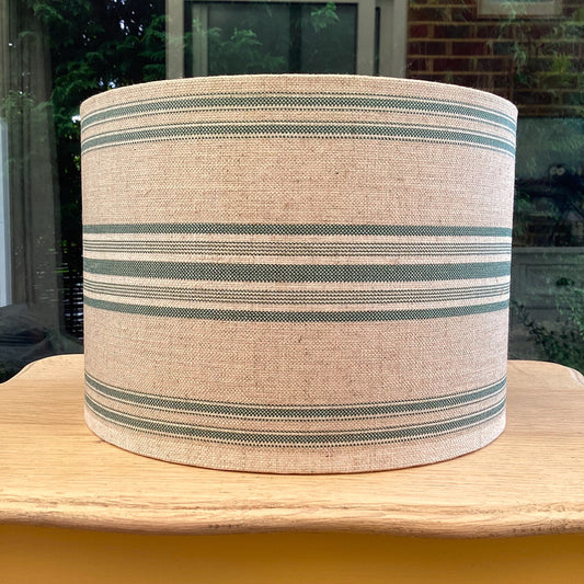 Green Linen Stripe Lampshade