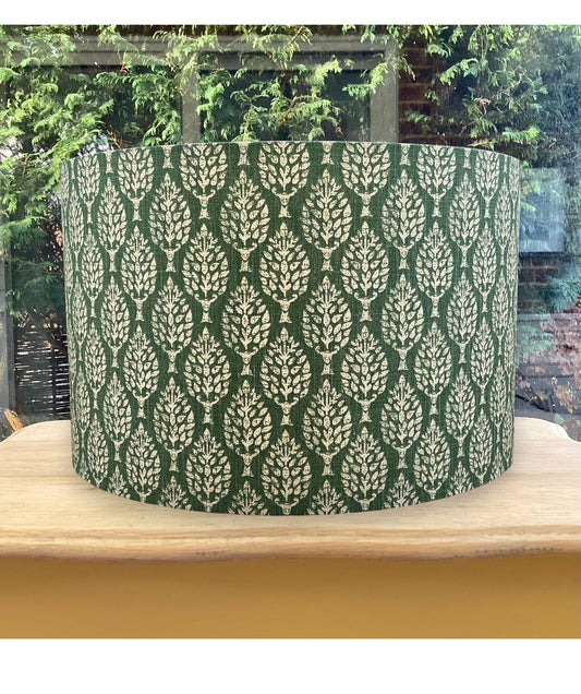 Kemble Spruce Green Lampshade - Botanical Tree Print Drum Shade