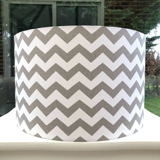 Modern grey lampshade with a textured surface, adding contemporary flair to any space.