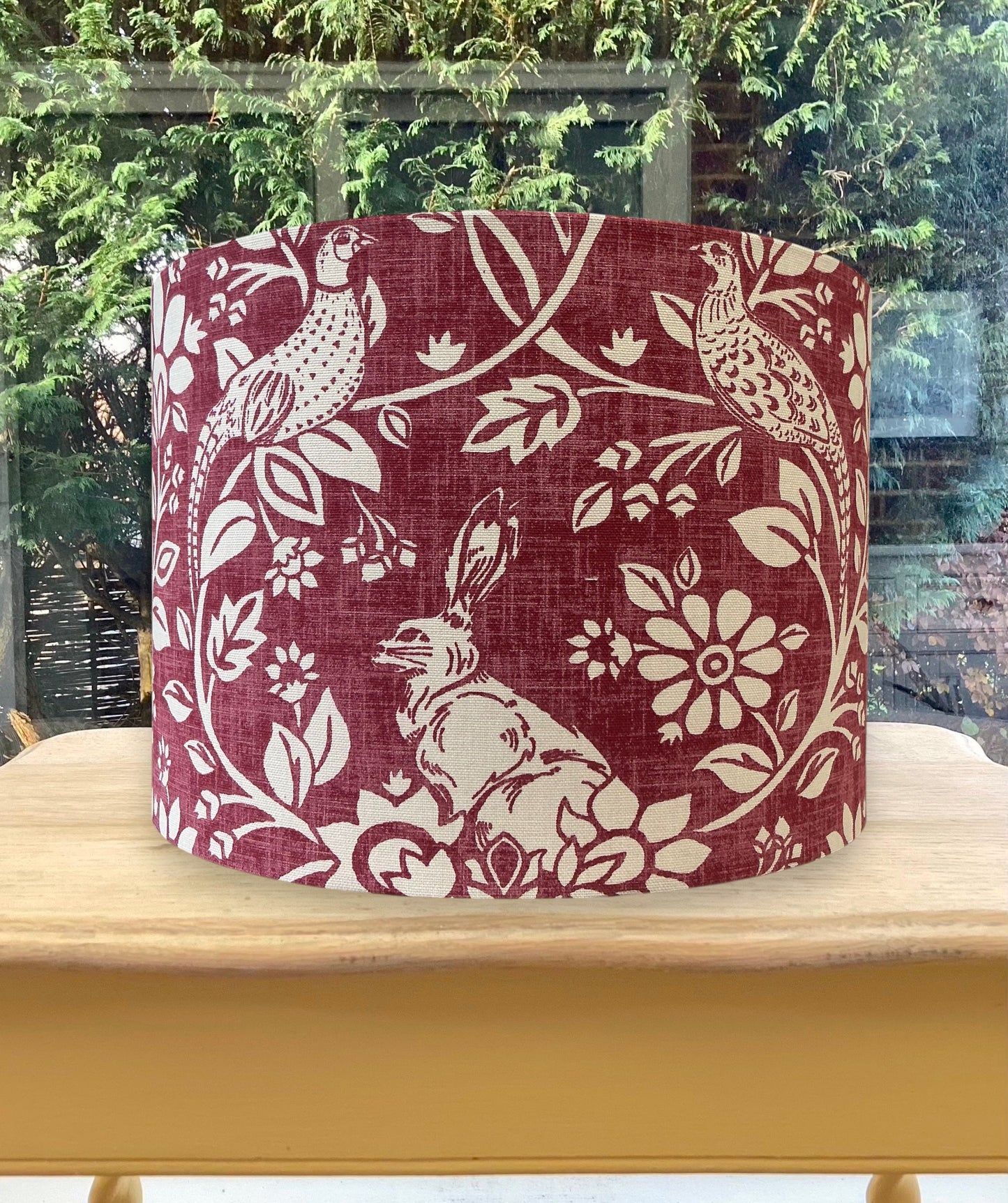 Heathland Rabbit Peacock Ruby Red Lampshade