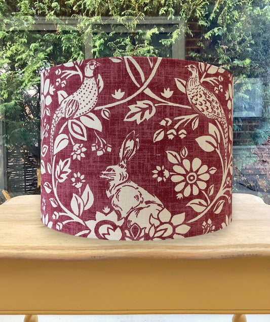 Heathland Rabbit Peacock Ruby Red Lampshade