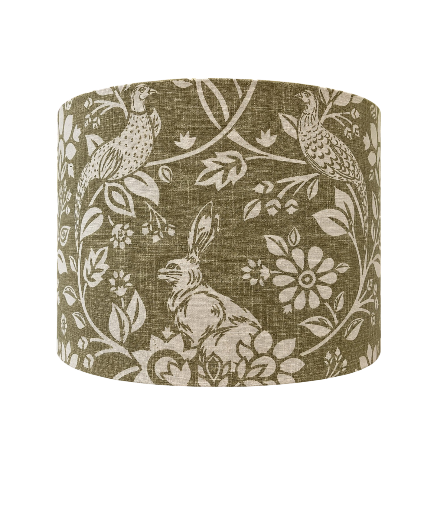 Heathland Moss, Hares and Pheasants, Handmade Drum lampshade