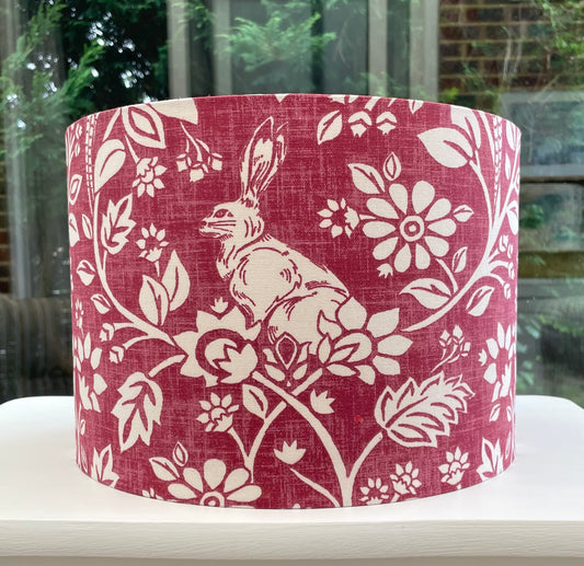 Heathland Rabbit Peacock Ruby Red Lampshade