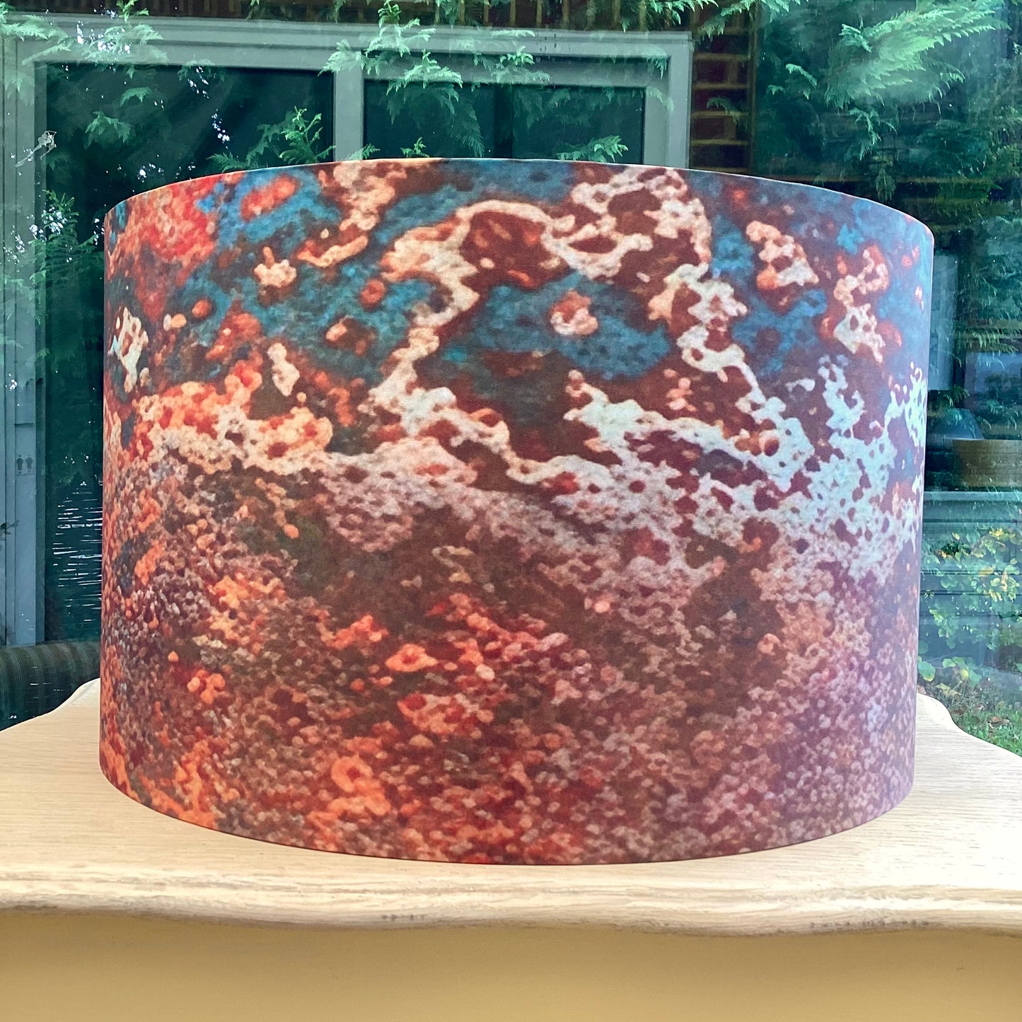 Rust Distressed Copper Teal Lampshade