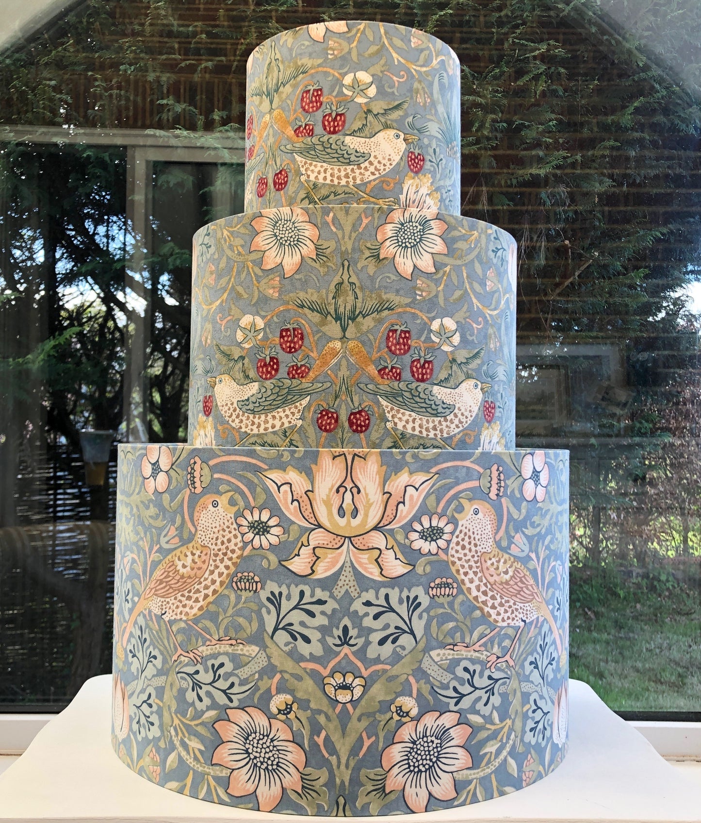 William Morris Strawberry Thief Lampshade in Slate Blue Colours