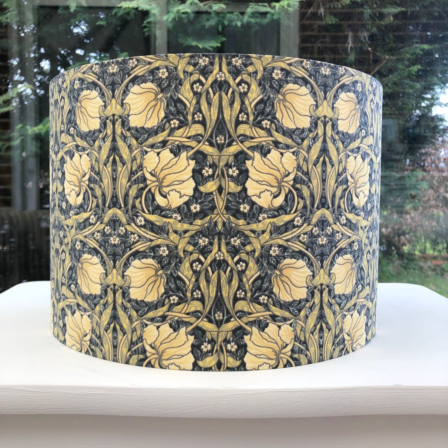 William Morris Pimpernel Lampshade in Cream Charcoal Grey Colours