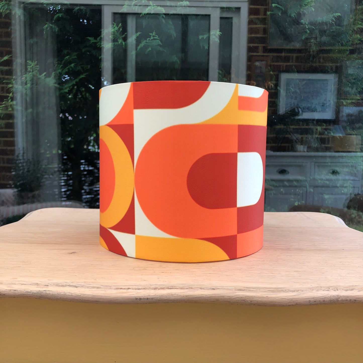 Retro Lampshade (60s 70s Mid Century MCM) Orange Brown