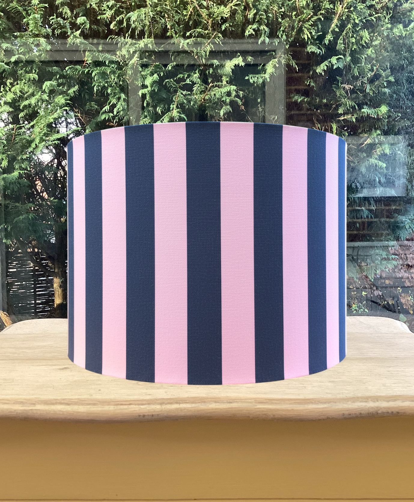 Pink Navy Vertical Stripe Lampshade