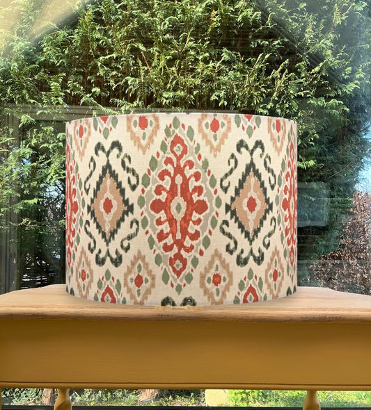 Jakarta Cream Orange Black Ikat Lampshade